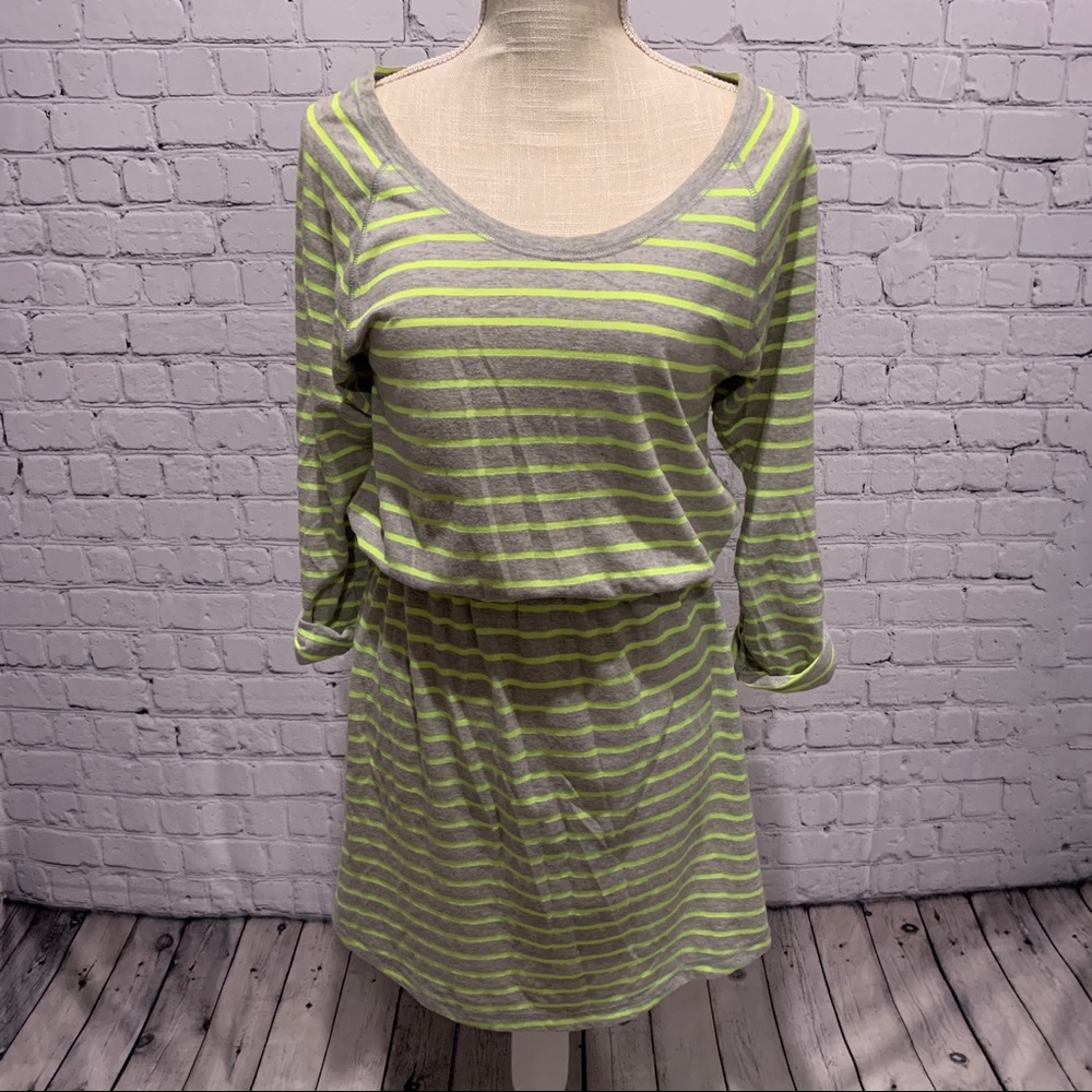 Express - Gray & Green Striped Cotton Dress - Size S